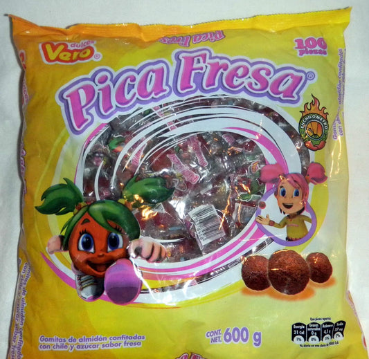 Vero Pica Fresa Gomitas Enchiladas Hot Straberry Flavored Gummies 100 Pcs Sealed