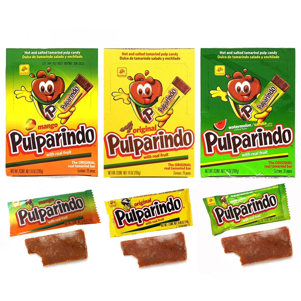 3 Packs Pulparindo Mexican Candy Watermelon Tamarindo Mango Flavors Hot & Salted