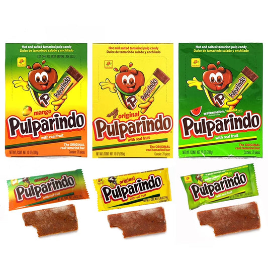 3 Packs Pulparindo Mexican Candy Watermelon Tamarindo Mango Flavors Hot & Salted