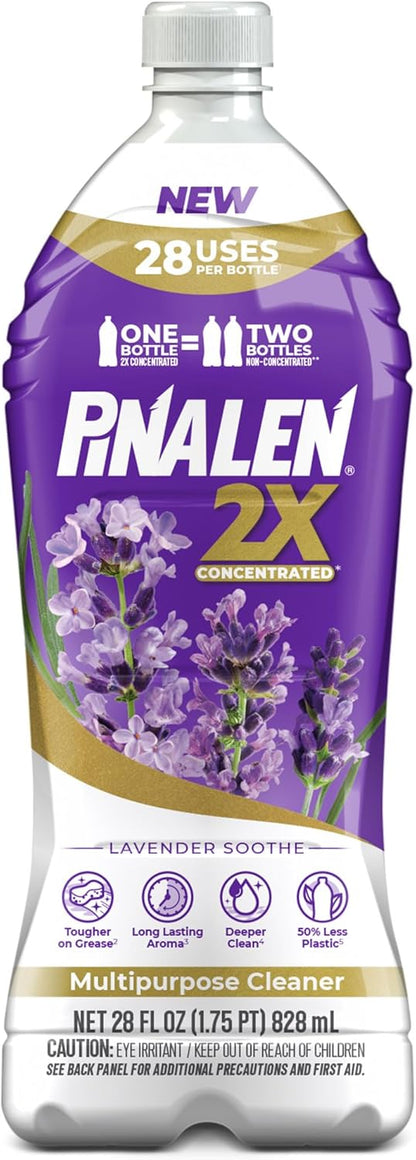 PINALEN 2X Max Aromas Concentrated Multipurpose Cleaner - Lavender Soothe Scent - 28 fl oz - All Purpose Cleaner for Kitchen, Bathroom, Floors & Outdoors