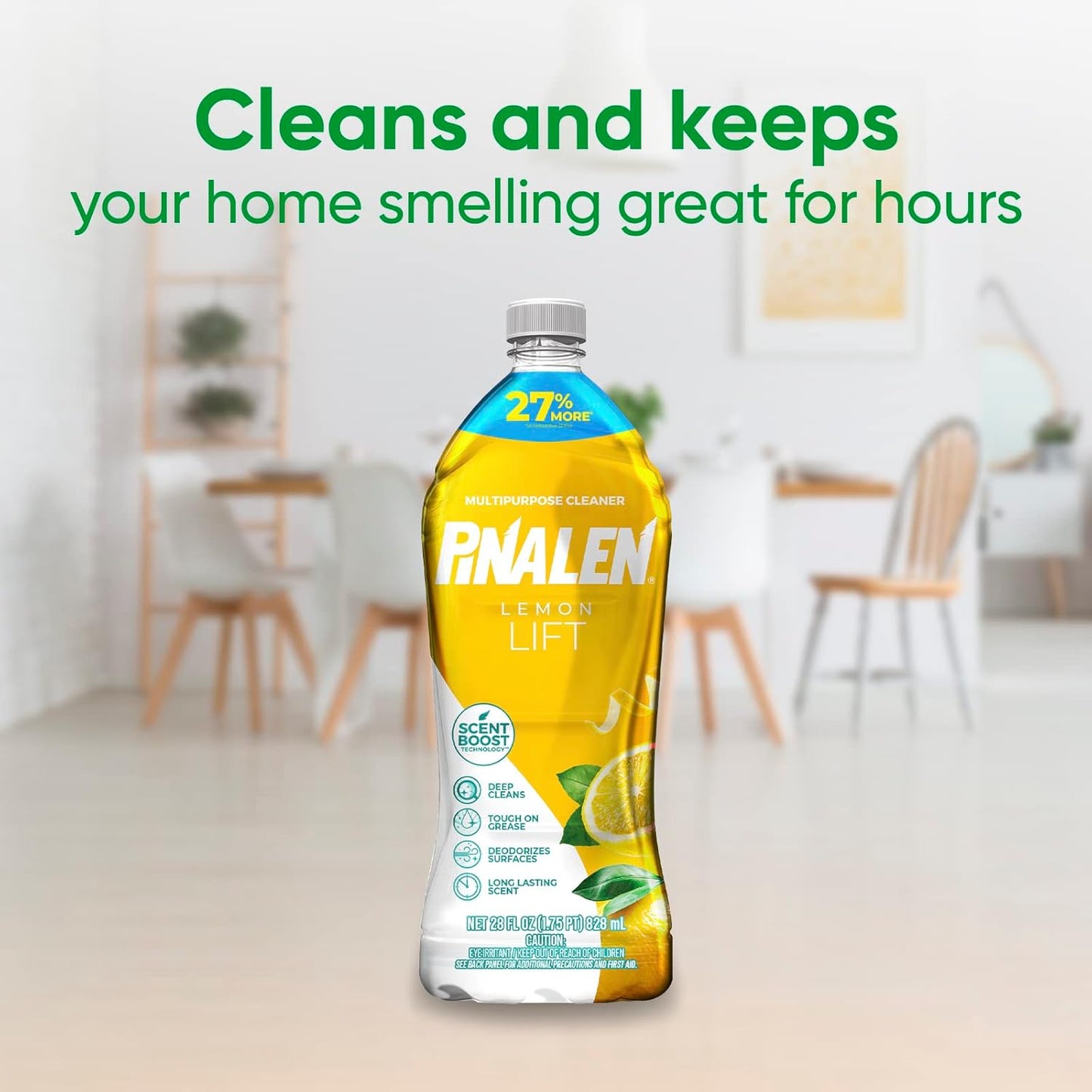 PINALEN Max Aromas Multipurpose Cleaner - Lemon Lift Scent - 28 fl oz - All Purpose Cleaner for Kitchen, Bathroom, Floors & Surfaces