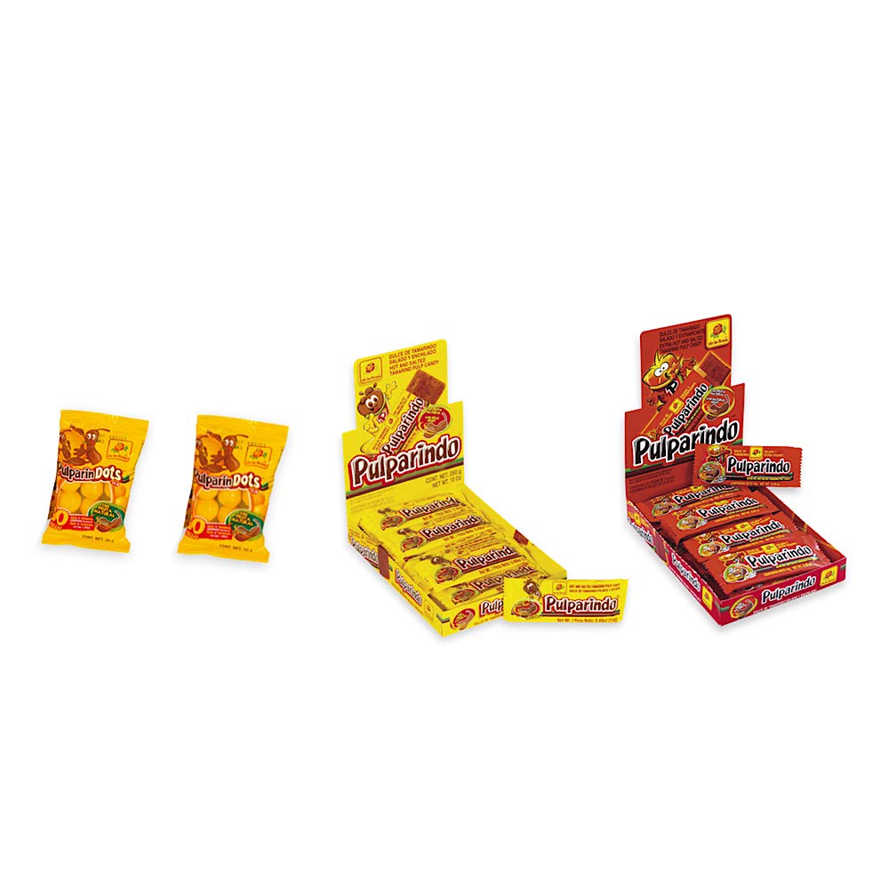 De La Rosa Pulparindo Classic and Extra Hot Bundle (4 Pack) and 2 Pulparindots pockets