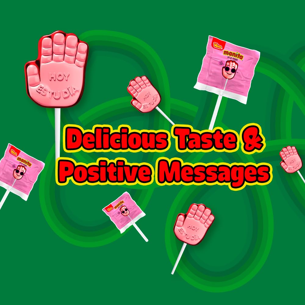 Vero Manita Paletas Strawberry & Cherry Flavored Lollipop (40 Count Bag) - Individually Wrapped Lollipops - Mexican Candy - Paletas Mexicanas Sabor Fresa