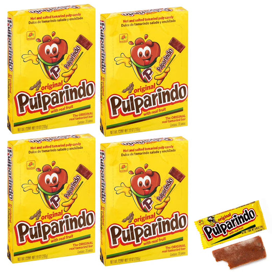 4 Pack Pulparindo ORIGINAL Flavor Mexican Candy Tamarindo Pulp Hot Salted 80 PCS