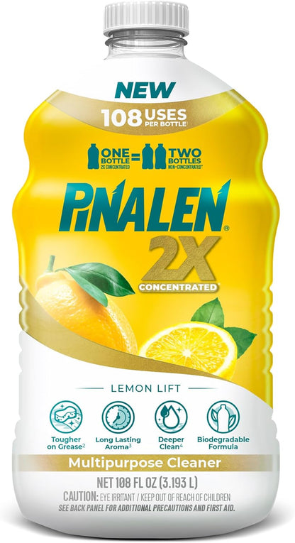 PINALEN 2X Max Aromas Concentrated Multipurpose Cleaner - Lemon Lift Scent - 108 fl oz - All Purpose Cleaner for Kitchen, Bathroom, Floors & Outdoors