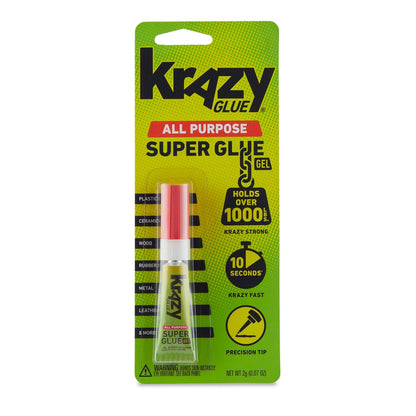 Krazy Glue All Purpose Super Glue Gel with Precision Tip, 2g Tube, Fast Drying No-Run Gel Formula for Household Repairs, School, Office Crafts & DIYs, Bonds Plastic, Wood, Metal, Ceramic & More