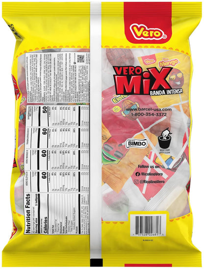 Vero Banda Fuego Mix Assorted Chili Lollipops, Artificially Flavored, 7 Bags, 40 Count Each, Net Weight of 8 Pounds 15.5 Ounces