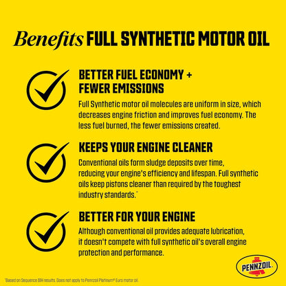 Pennzoil Platinum Full Synthetic 5W-20 Motor Oil (1-Quart, Case of 6)