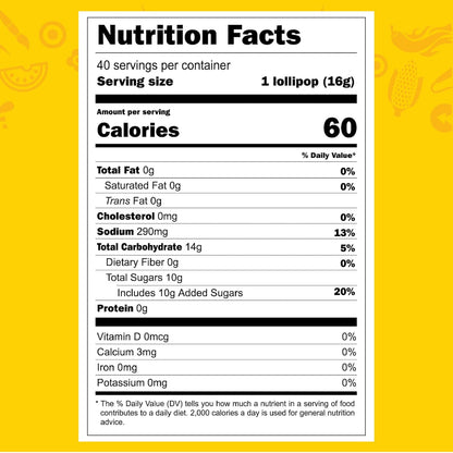 Vero Mango Lollipops Coated with Chili Powder, Hot and Sweet Candy Treat, Artificially Flavored, 7 Bags, 40 Count Each, Net Weight of 8 Pounds 9.9 Ounces