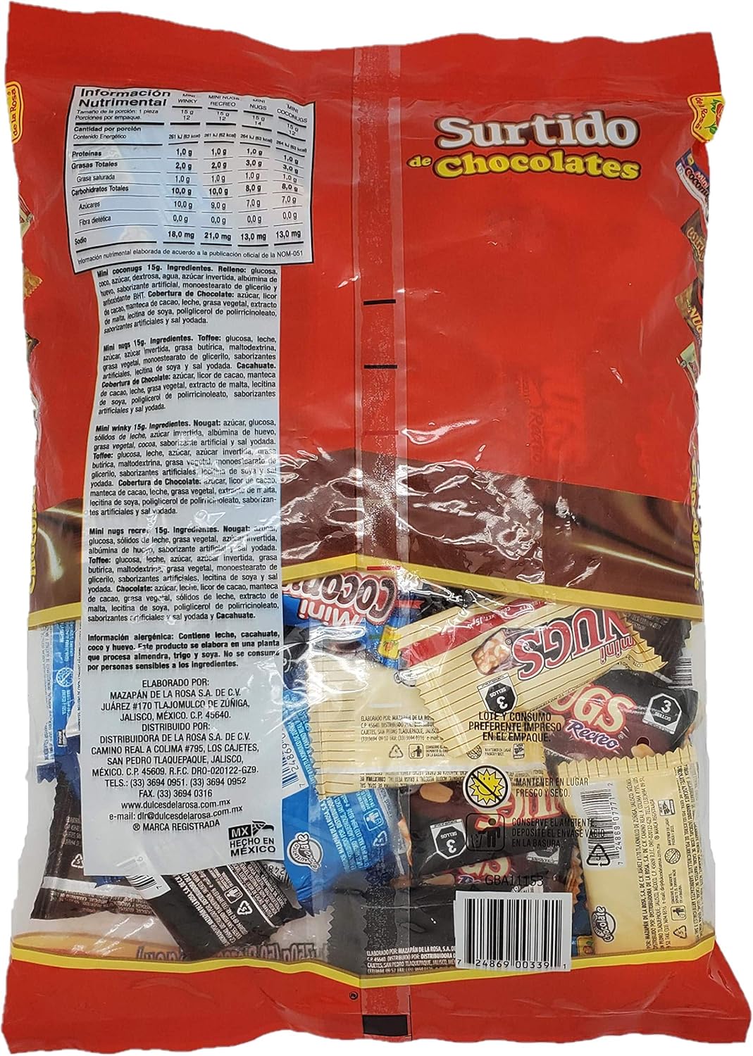 De la Rosa Chocolate Mix Bag 50 Count [Coconugs, Winky, Nugs Recreo, Nugs]