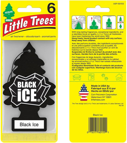 LITTLE TREES Car Air Freshener | Hanging Tree Provides Long Lasting Scent for Auto and Home | Black Ice, 24 Air Fresheners