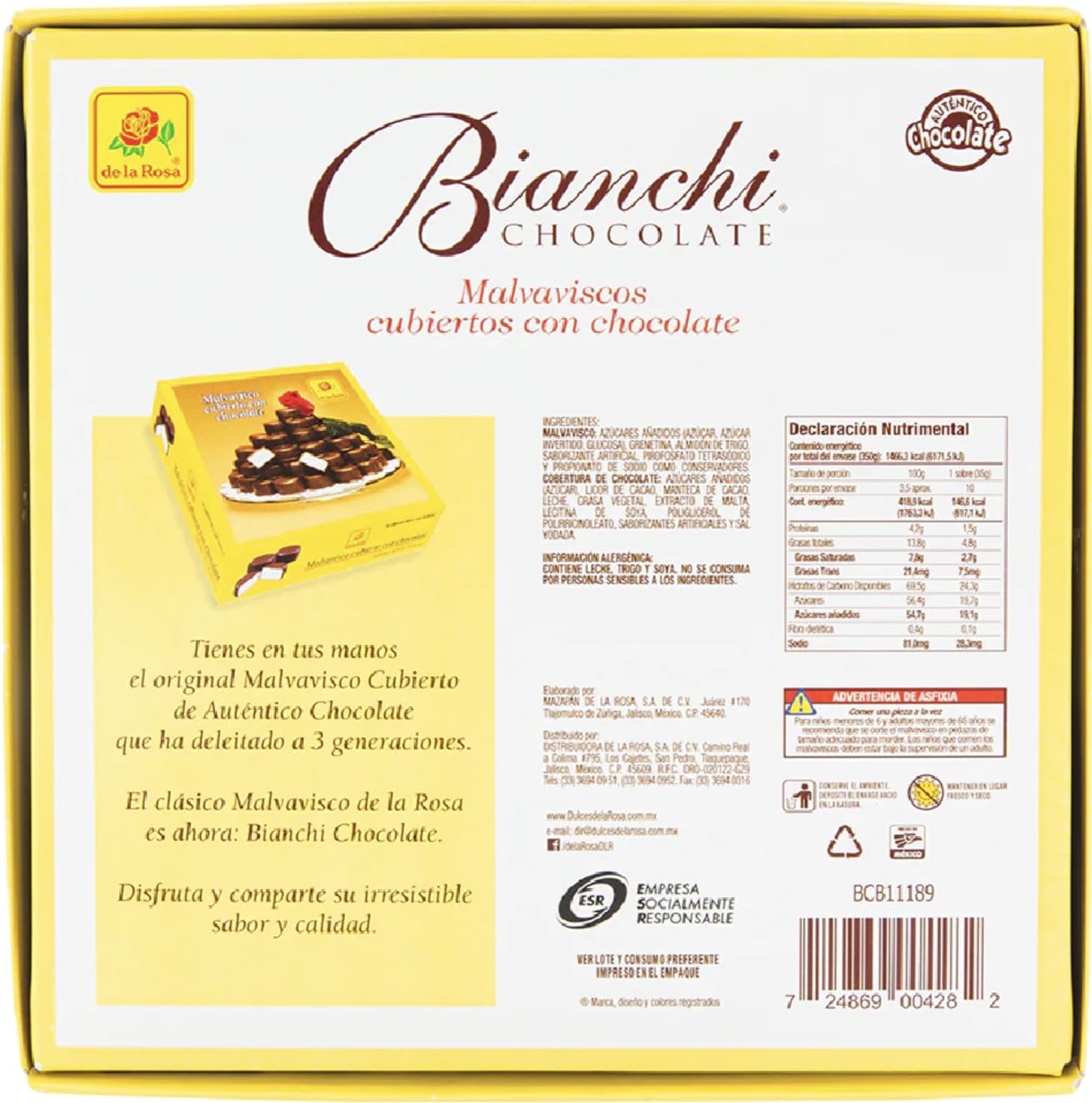 De La Rosa 100% milk chocolate covered marshmallow 50 ct