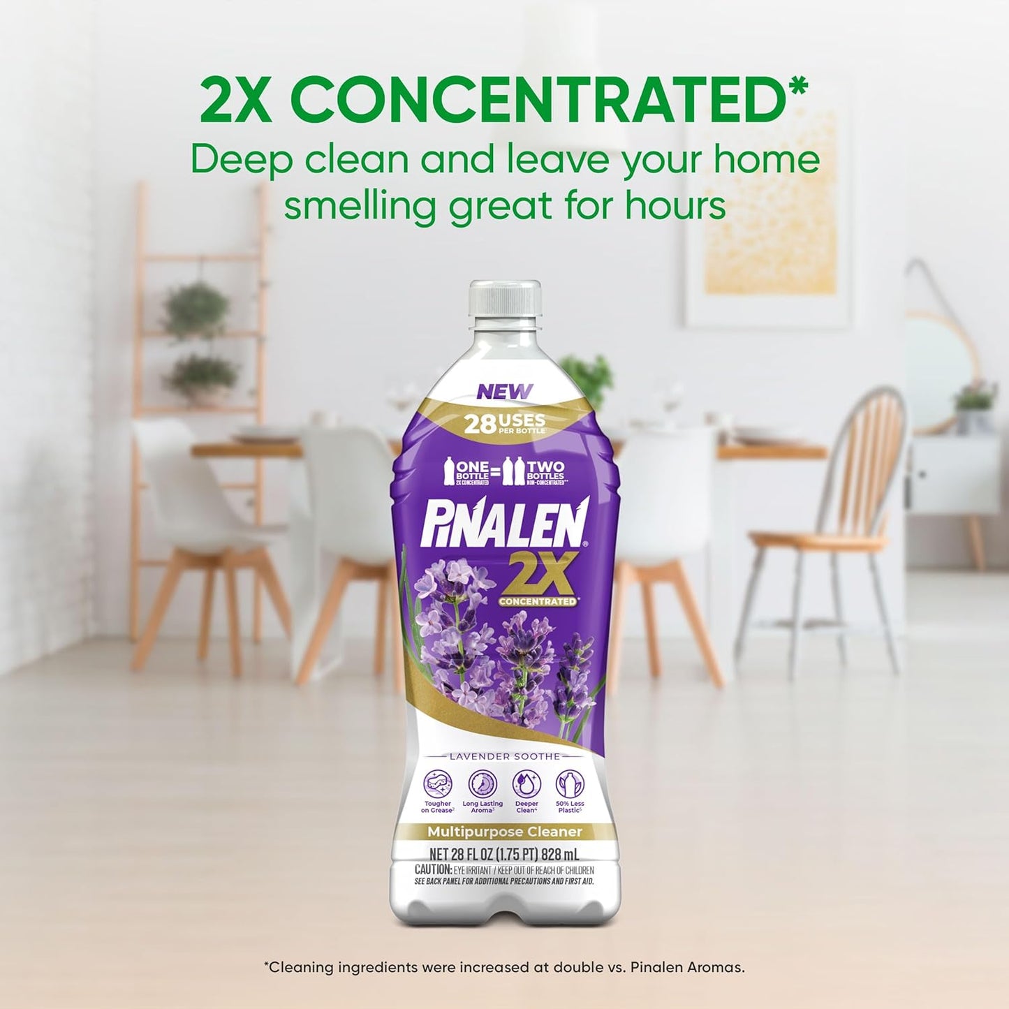 PINALEN 2X Max Aromas Concentrated Multipurpose Cleaner - Lavender Soothe Scent - 28 fl oz - All Purpose Cleaner for Kitchen, Bathroom, Floors & Outdoors