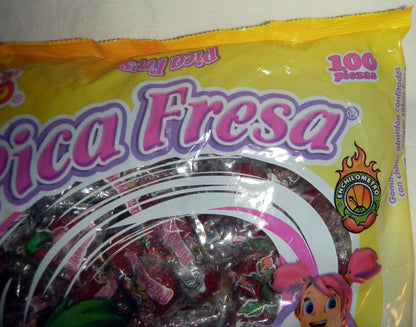 Vero Pica Fresa Gomitas Enchiladas Hot Straberry Flavored Gummies 100 Pcs Sealed