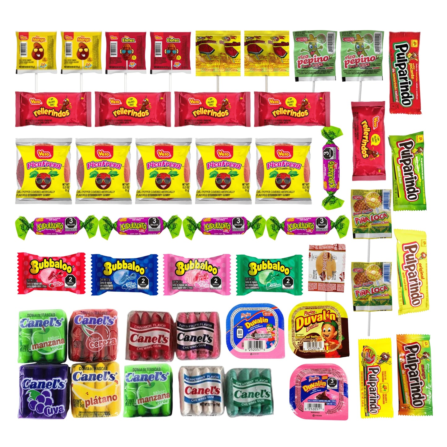 Bulk Mexican Candy Mix – Dulces Mexicanos Surtidos, Mexican Candy Variety Pack (50 Count) with Vero Lollipops, Lucas, Pulparindo Tamarindo, Mazapan, Spicy Snacks & a lot more.