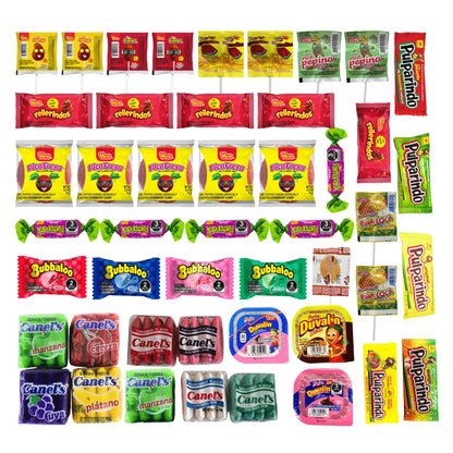 Bulk Mexican Candy Mix – Dulces Mexicanos Surtidos, Mexican Candy Variety Pack (50 Count) with Vero Lollipops, Lucas, Pulparindo Tamarindo, Mazapan, Spicy Snacks & a lot more.