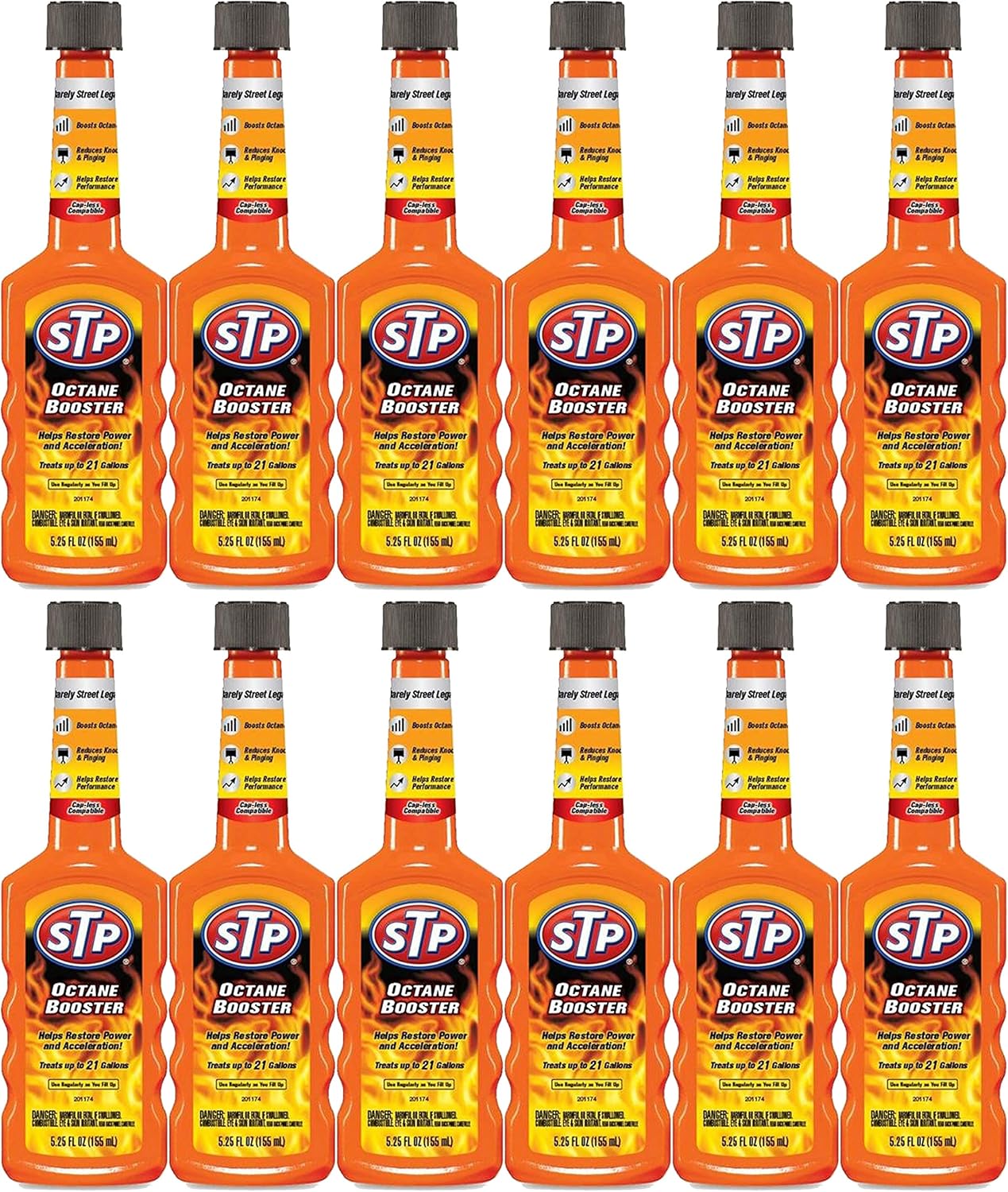 STP Octane Booster, Fuel Intake System Cleaner, Bottles, 5.25 Fl Oz, Pack of 12