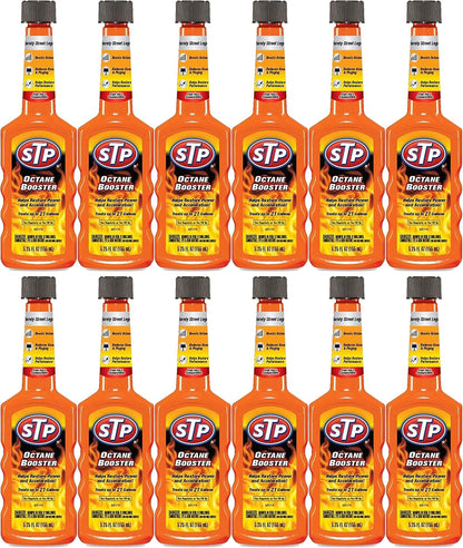 STP Octane Booster, Fuel Intake System Cleaner, Bottles, 5.25 Fl Oz, Pack of 12