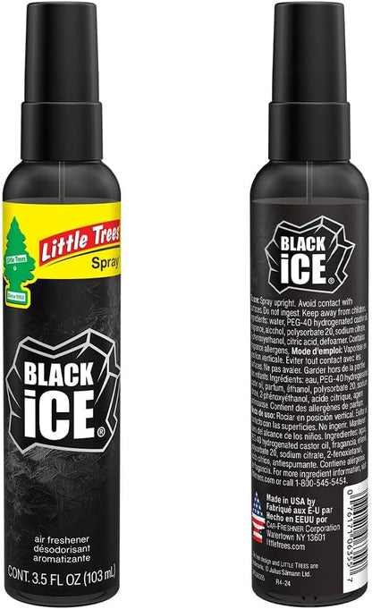 LITTLE TREES Car Air Freshener | Spray Provides a Long-Lasting Scent for Auto or Home | On-the-go Freshness | Black Ice, 6 Air Fresheners