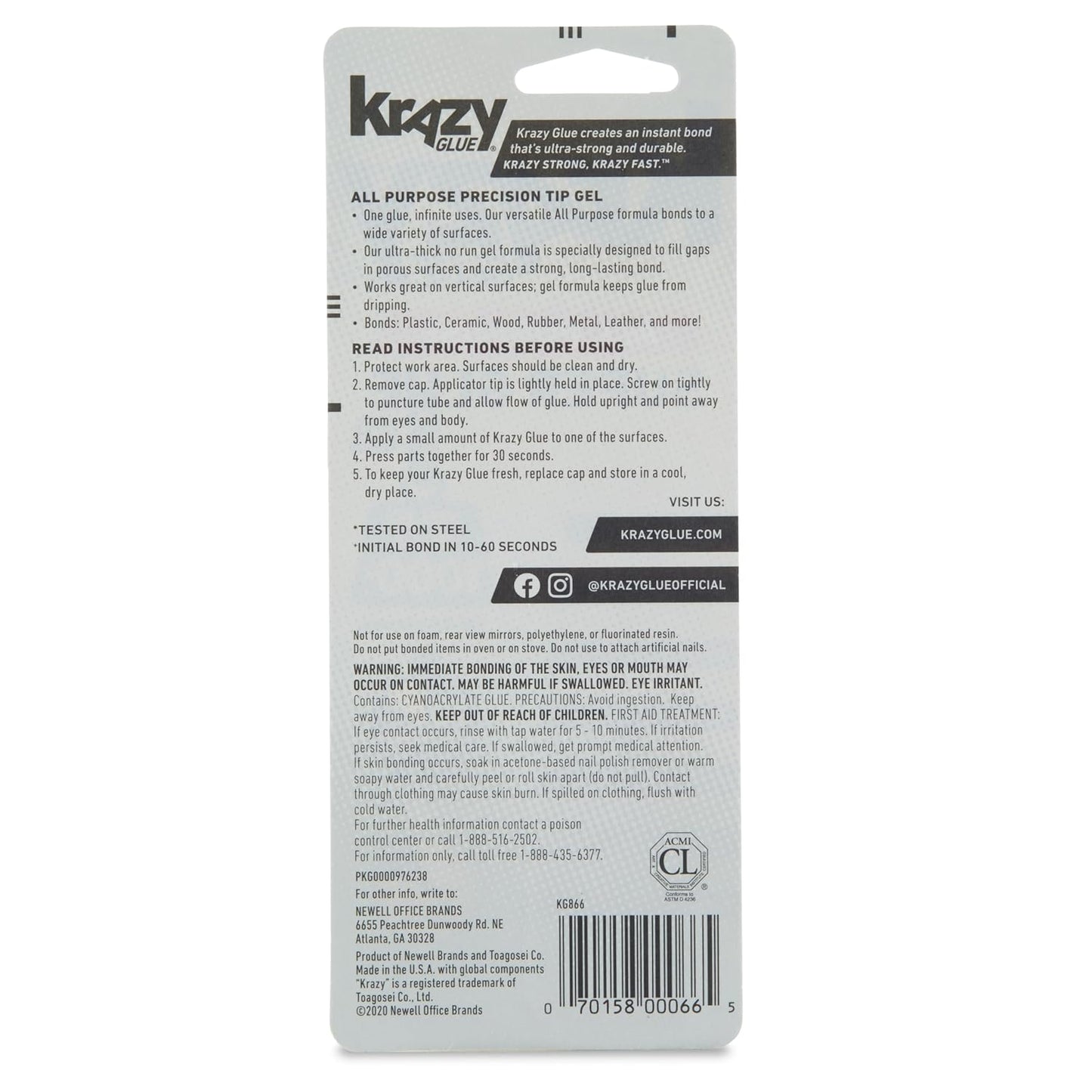 Krazy Glue All Purpose Super Glue Gel with Precision Tip, 2g Tube, Fast Drying No-Run Gel Formula for Household Repairs, School, Office Crafts & DIYs, Bonds Plastic, Wood, Metal, Ceramic & More