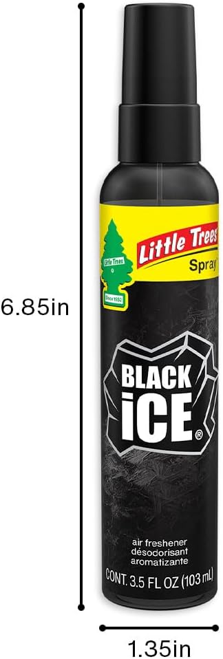 LITTLE TREES Car Air Freshener | Spray Provides a Long-Lasting Scent for Auto or Home | On-the-go Freshness | Black Ice, 6 Air Fresheners