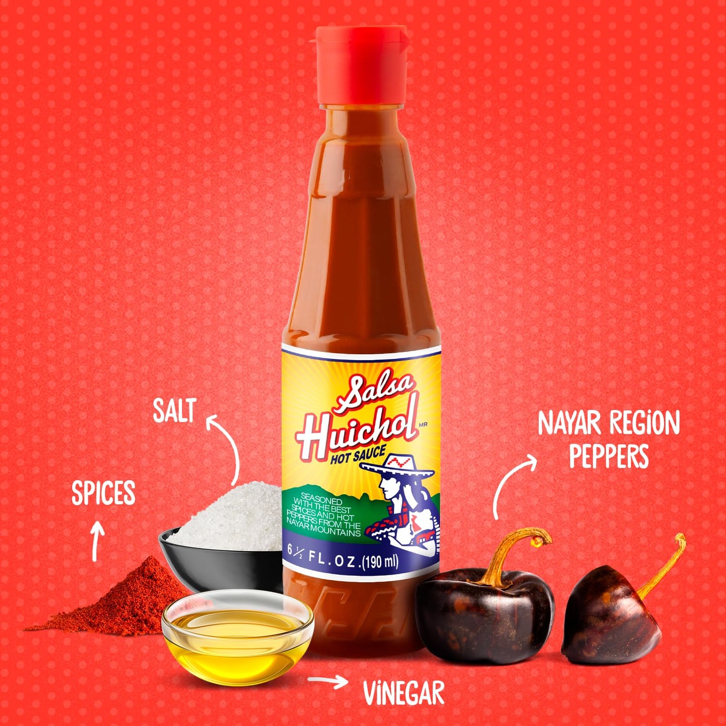 Salsa Huichol Mix Pack – Original, Negra, and Habanera – 6-Pack of 6.42 oz Bottles – Perfect for Tacos, Snacks & Seafood