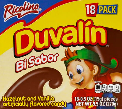 Ricolino Duvalin HV 18 ct Box, 0.52 oz Hazelnut & Vanilla Flavored Spread