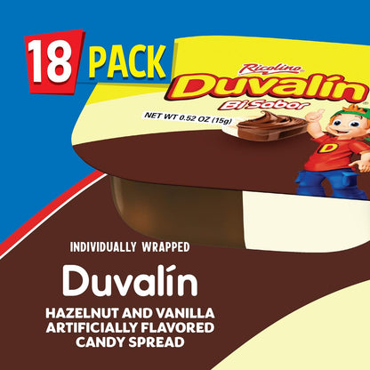 Ricolino Duvalin HV 18 ct Box, 0.52 oz Hazelnut & Vanilla Flavored Spread