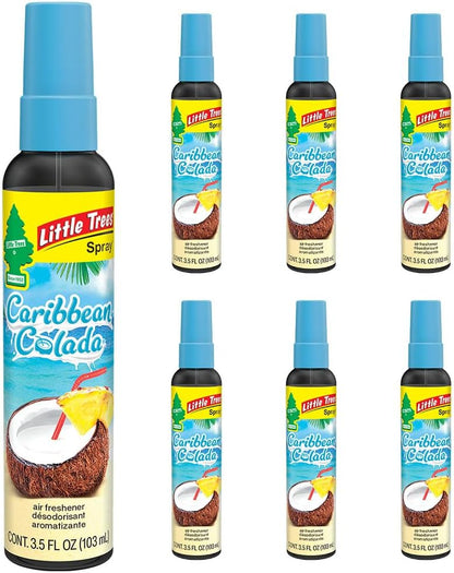 LITTLE TREES Car Air Freshener | Spray Provides a Long-Lasting Scent for Auto or Home | On-the-go Freshness | Caribbean Colada, 6 Air Fresheners