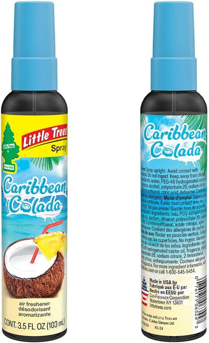 LITTLE TREES Car Air Freshener | Spray Provides a Long-Lasting Scent for Auto or Home | On-the-go Freshness | Caribbean Colada, 6 Air Fresheners