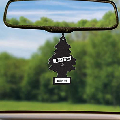 LITTLE TREES Car Air Freshener I Hanging Tree Provides Long Lasting Scent for Auto or Home I Black Ice, 24 count, (4) 6-packs