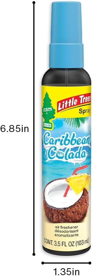 LITTLE TREES Car Air Freshener | Spray Provides a Long-Lasting Scent for Auto or Home | On-the-go Freshness | Caribbean Colada, 6 Air Fresheners