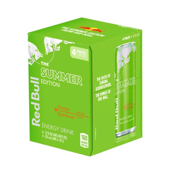 Red Bull Green Edition Curuba Elderflower Energy Drink, 12 Fl Oz, 4 Cans