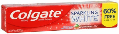 Colgate Sparkling White Cinnamint 4.0 Ounces (2 Pack) Toothpaste
