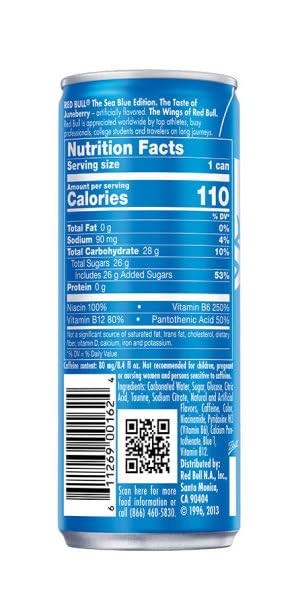 Red Bull Sea Blue Edition Energy Drink, Juneberry, with 80mg Caffeine plus Taurine & B Vitamins, 8.4 Fl Oz, Pack of 24 Cans (6 Packs of 4)