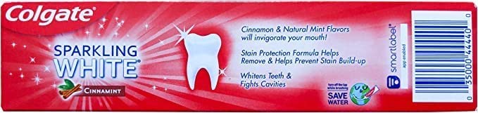 Colgate Sparkling White Cinnamint 4.0 Ounces (2 Pack) Toothpaste