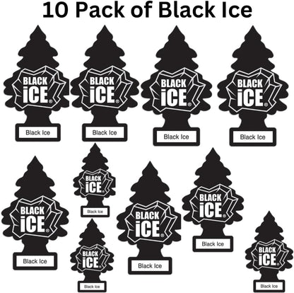 LittIe Trees Car Freshener, Black Ice Scent, 10-Pack