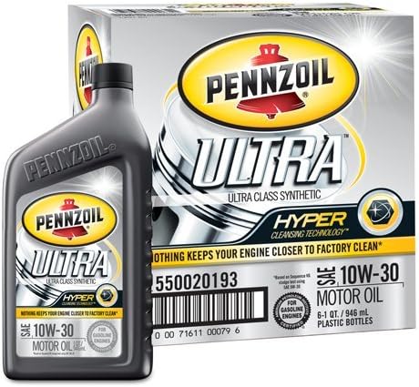Pennzoil 550020193-6PK Ultra 10W-30 Full Synthetic Motor Oil - 1 Quart (Pack of 6)