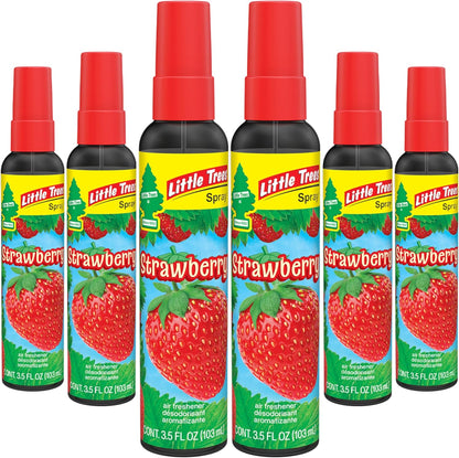 LITTLE TREES Car Air Freshener | Spray Provides a Long-Lasting Scent for Auto or Home | On-the-go Freshness | Strawberry, 6 Air Fresheners