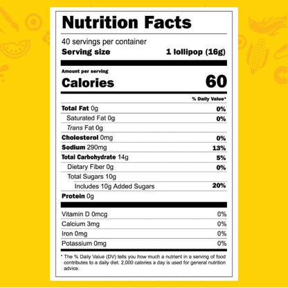 Vero Mango Lollipops Coated with Chili Powder, Hot and Sweet Candy Treat, Artificially Flavored, Net Wt. 19.7 Ounces, 40 Count Bag