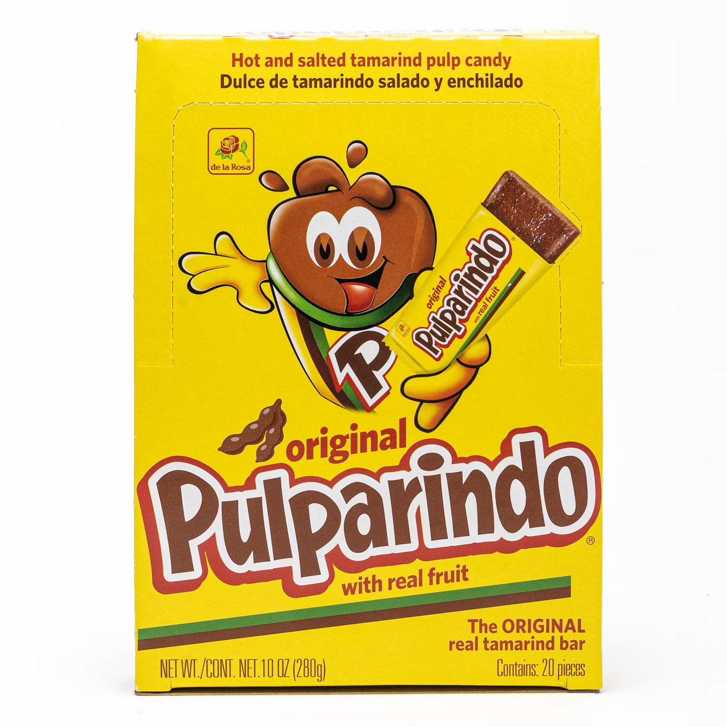 De La Rosa Pulparindo Tamarind Candy, Original Hot and Salted Mexican Candy, 20 Count (Pack of 2)