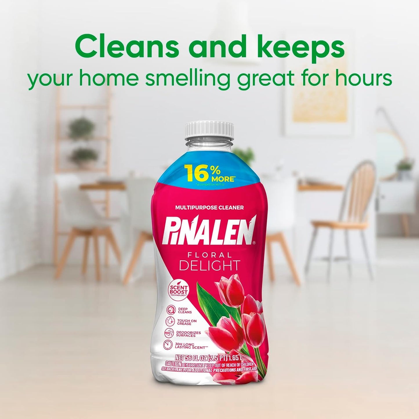 PINALEN Max Aromas Multipurpose Cleaner - Floral Delight Scent - 56 fl oz - All Purpose Cleaning for Kitchen, Bathroom, Floors & Surfaces