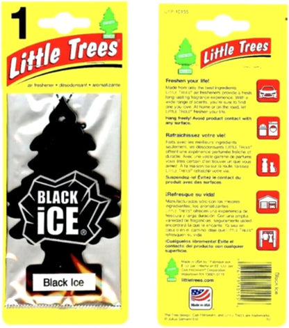 Little Trees Car Air Freshener | Hanging Paper Tree for Home or Car | Black Ice | 3 Pack