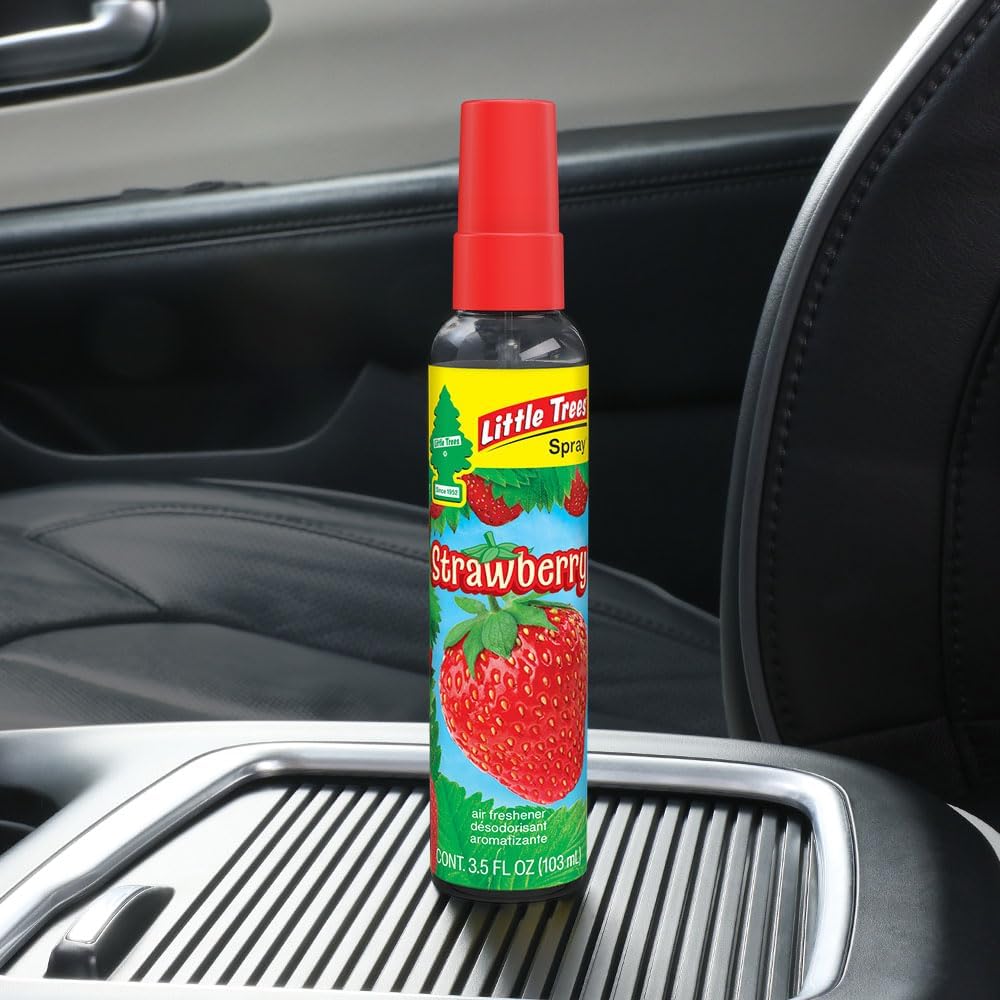 LITTLE TREES Car Air Freshener | Spray Provides a Long-Lasting Scent for Auto or Home | On-the-go Freshness | Strawberry, 6 Air Fresheners