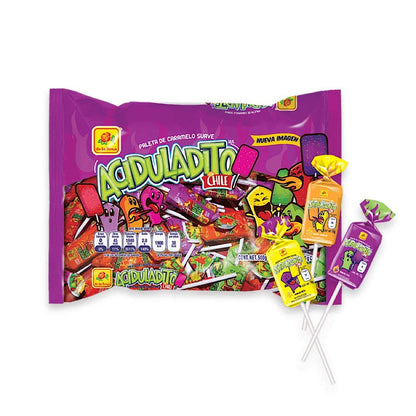 Mexican Candy Bundle: Sweet and Sour Chewy Candy with Chili 100 pcs + Sweet and Sour Chewy Pop With Chili 50 pcs