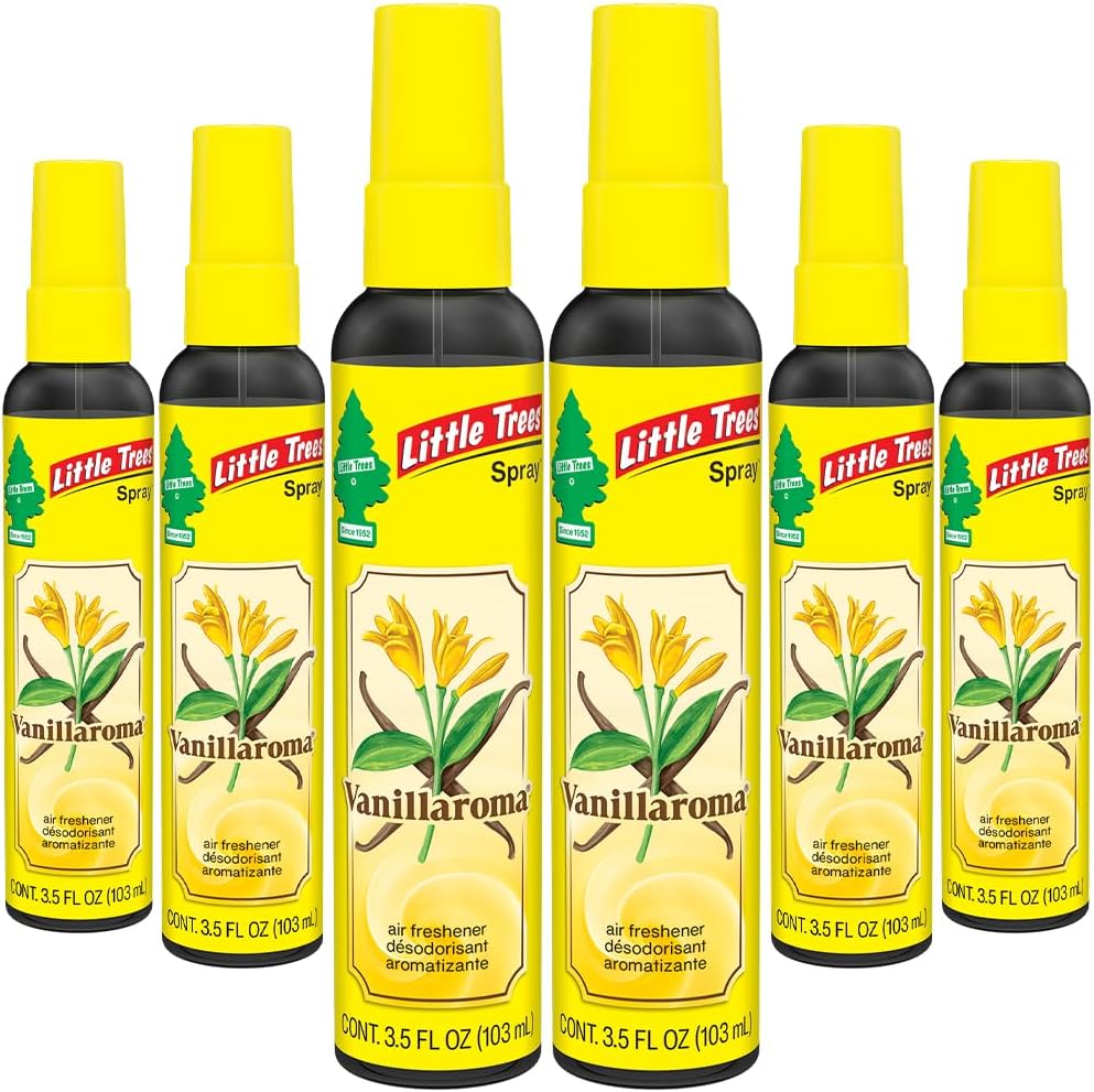 LITTLE TREES Car Air Freshener | Spray Provides a Long-Lasting Scent for Auto or Home | On-the-go Freshness | Vanillaroma, 6 Air Fresheners