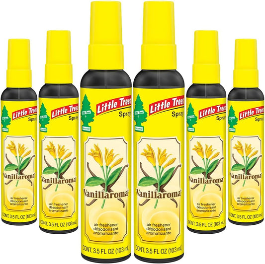 LITTLE TREES Car Air Freshener | Spray Provides a Long-Lasting Scent for Auto or Home | On-the-go Freshness | Vanillaroma, 6 Air Fresheners