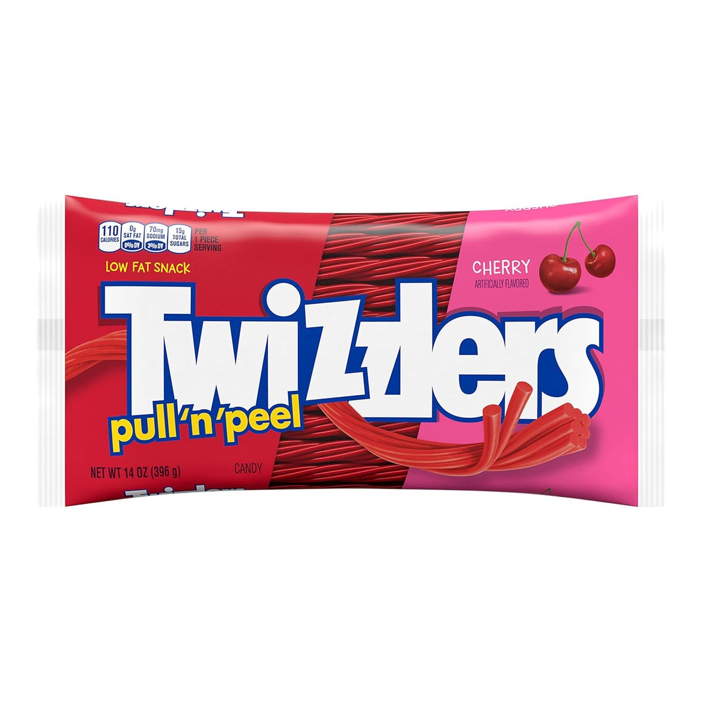 TWIZZLERS PULL 'N' PEEL Cherry Flavored Licorice Style, Chewy Candy Bag, 14 oz