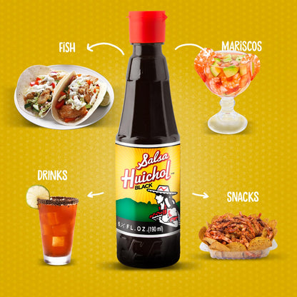 Salsa Huichol Negra – 12-Pack (6.42 oz Each) – Spicy-But-Tasty, Enhances the Flavor of Seafood, Fish, Tacos, and Cocktails – Made with Natural Ingredients