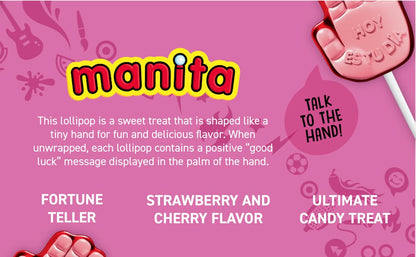 Vero Manita De La Suerte Lollipops - Cherry & Strawberry Flavored | 40 Count